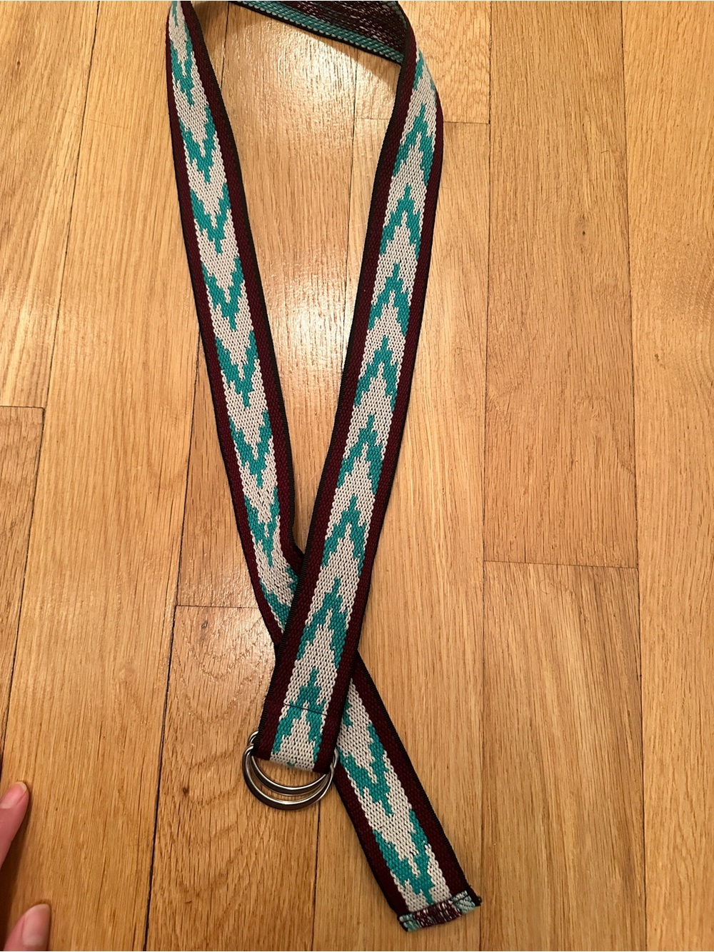 Isabel Marant Teal, Cream & Maroon Woven Belt Strap
